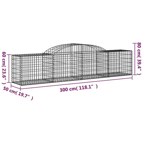  Lučne gabionske ko&amp;scaron;are 11 kom 300x50x60/80 cm pocinčano željezo Slike