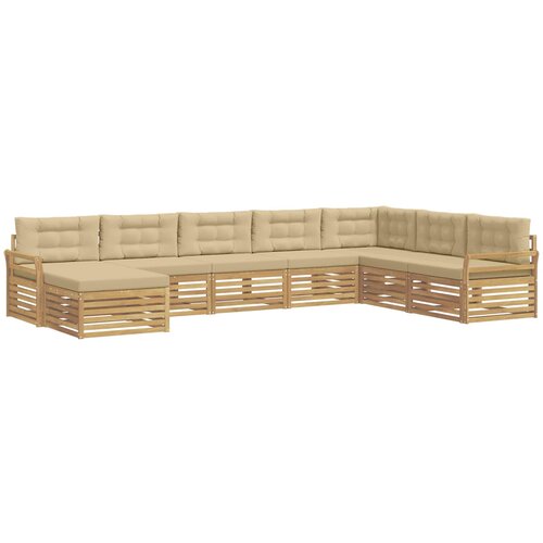  Set vanjskih sofa 8 kom. Bijela i bež Čvrsto drvo akacije 408 x 250 x 73 cm Slike