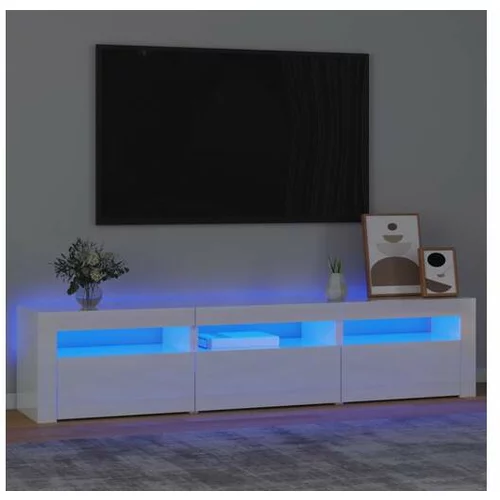  TV omarica z LED lučkami visok sijaj bela 180x35x40 cm