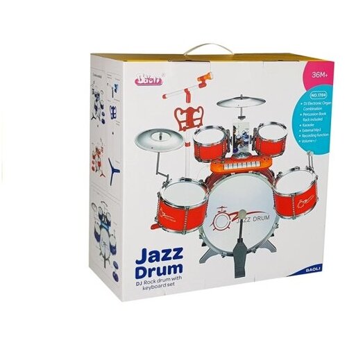 Lean_Toys Komplet bobnov z mikrofonom klaviaturo in stolom Rdeča 5 bobnov Cene