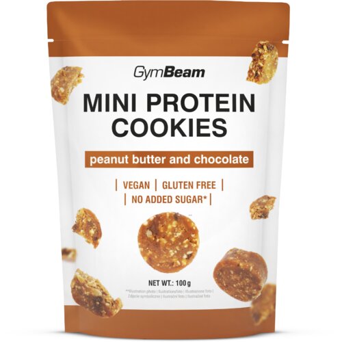 GymBeam Mini Protein Cookies 100 g puter od kikirikija - čokolada Cene