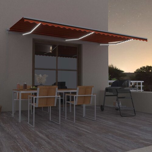  Tenda na ručno uvlačenje LED 600 x 300 cm narančasto-smeđa Cijene