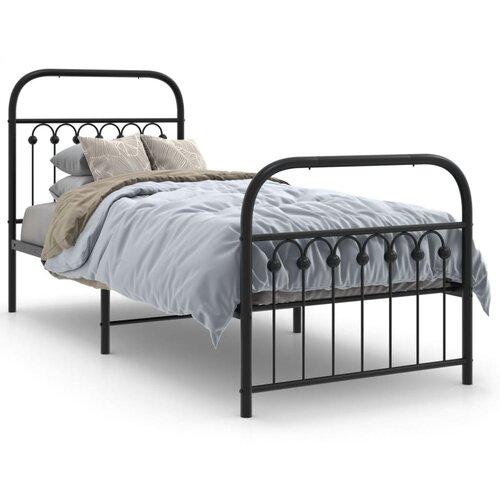 vidaXL Metalni okvir kreveta uzglavlje i podnožje crni 75x190 cm Cijene