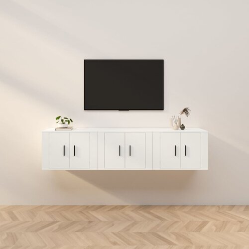 vidaXL Stenska TV omarica 3 kosi bela 57x34,5x40 cm Cene