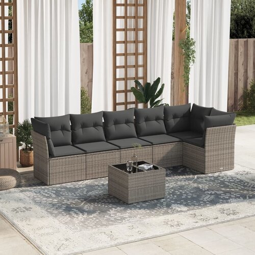 vidaXL 7-dijelni set vrtnih sofa sivi od poliratana Cijene