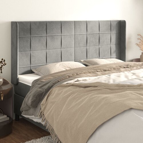 vidaXL Uzglavlje s ušima svjetlosivo 203x16x118/128 cm baršunasti Cijene