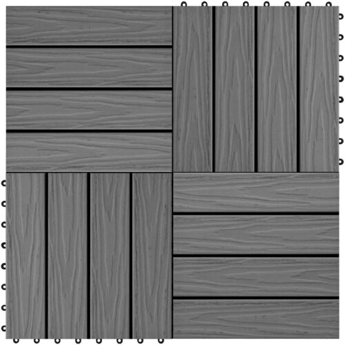  Pločice za decking 11 pcs Sivi 30 x 30 cm Drvoplastična smjesa Slike