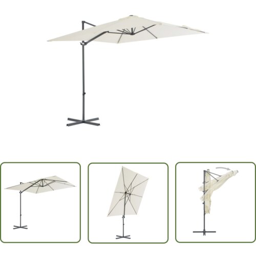  The Living Store Previsni senčnik z jeklenim drogom 250x250 cm peščen - Previsni Senčnik, (21742333) Cene