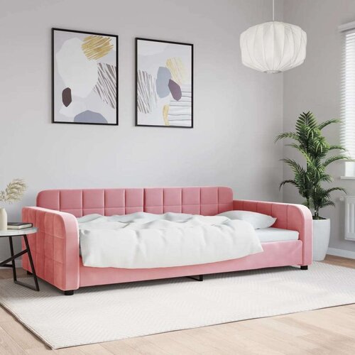  Raztegljiva postelja roza 100x200 cm žamet Slike