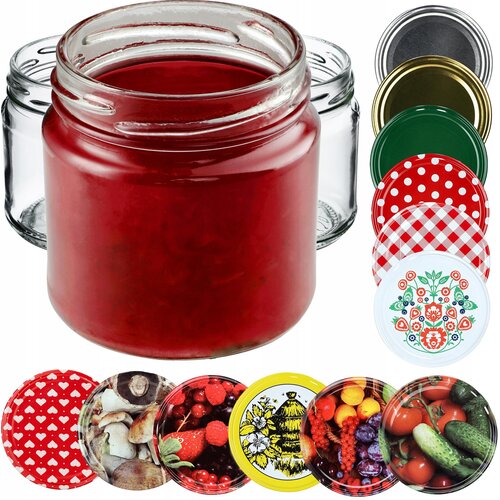 KADAX 50 kosov kozarcev 200 ml stekleni kozarci za medene marmelade pokrovčki zamaški Fi 66, (5000355061) Cene
