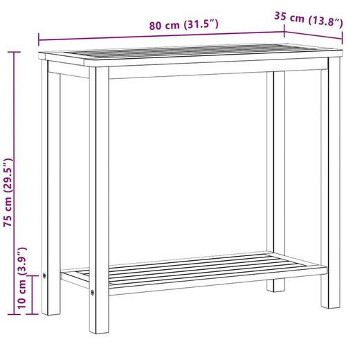 Vrtna konzolna miza s polico Svetla akacija 80 x 35 x 75 cm, (5000285896) Slike