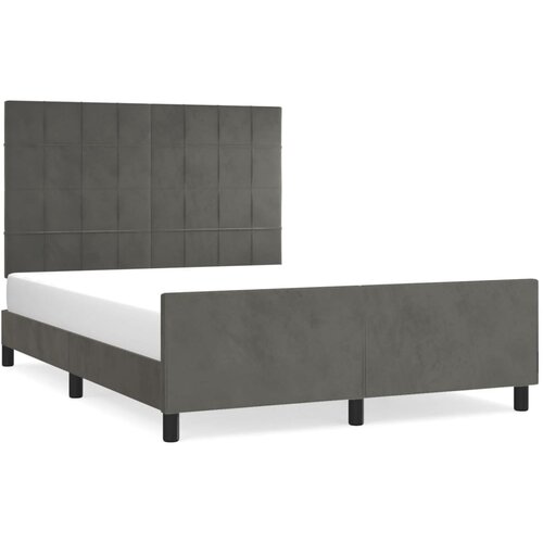 Maison Chic Posteljni okvir - Dvoposteljna postelja - Zakonska postelja brez vzmetnice temno siv 140x190 cm žamet-J12920, (21763770) Slike