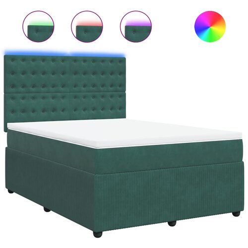 vidaXL Box spring postelja z vzmetnico temno zelena 160x200 cm žamet, (21309738) Cene