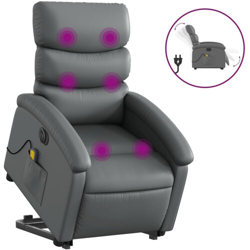 Maison Chic Električni masažni stol - Relax naslanjač s funkcijo vstajanja sivo umetno usnje, (22062255) Cene