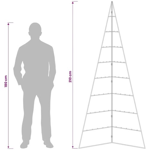  Metalna božićna jelka KUOPIO 210 cm Čelik Bijela - 210 cm Bijela bez LED svjetala Slike