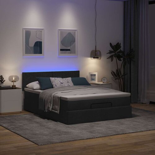 vidaXL Otomanska postelja z vzmetnico črn 140x200 cm blago Cene