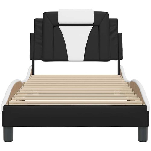 VidaXL Okvir za krevet s uzglavljem crno-bijeli 90x190 cm umjetna koža Slike
