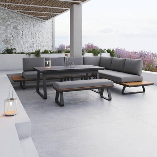 Bessagi Garden lounge garnitura emmy, temno siva, 5-Delno Slike