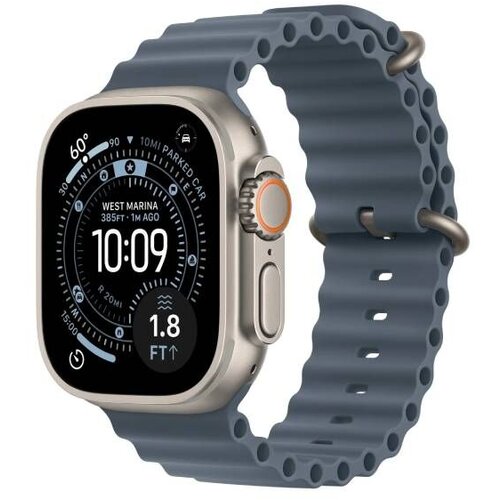 Apple watch ultra 3 cellular 49mm natural titanium case with anchor blue ocean band (mewh4se/a) Cene