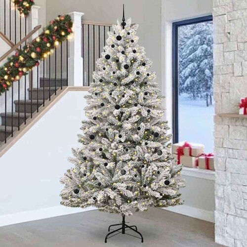 vidaXL Umjetno božićno drvce Zelena i bijela 270 cm PVC i metal Cijene