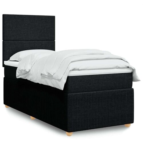 vidaXL Box spring postelja z vzmetnico črn 90x190 cm blago Cene