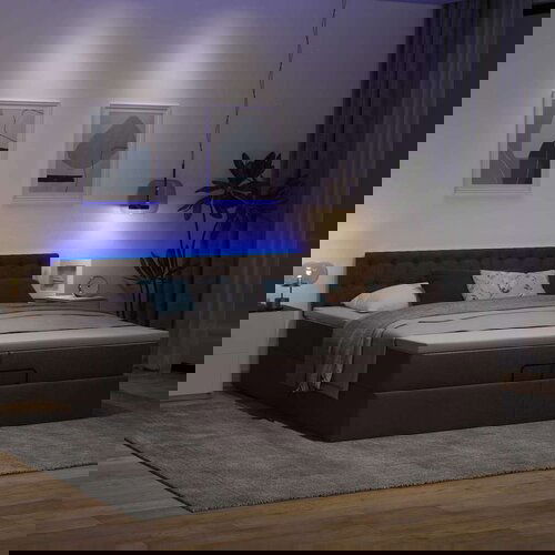  Okvir kreveta s madracima tamnosmeđi 200x200cm tkanine Cene