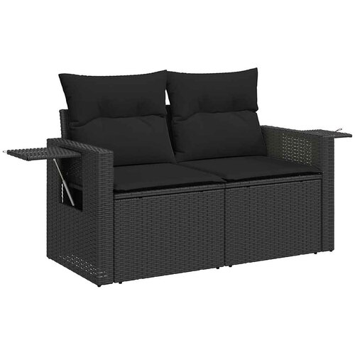 7-dijelni set vrtnih sofa od poliratana s jastucima crni Crna 85 x 62 x 69 cm Slike
