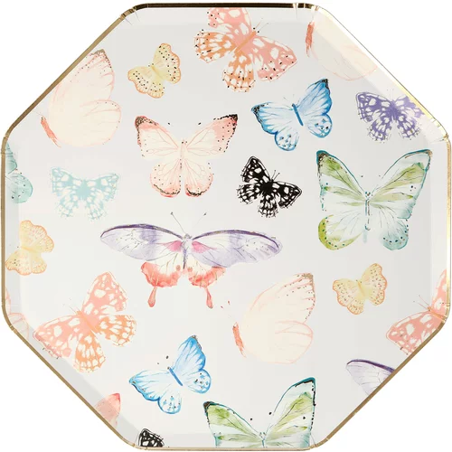 Meri Meri papirnati krožniki dinner butterfly (8 kosov)