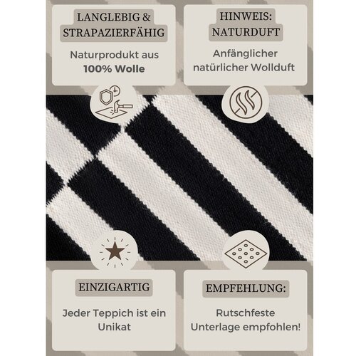 Hanse Home Crno-bijeli obostrani/ručno rađen vuneni tepih 80x150 cm Donna &amp;ndash; Slike