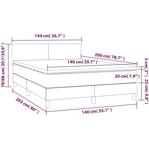  Krevet s oprugama i madracem tamnosmeđi 140x200 cm tkanina Slike