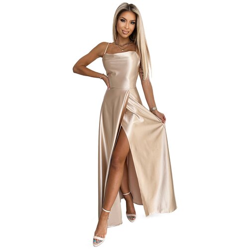 NUMOCO Satin long dress with neckline at the back Cene