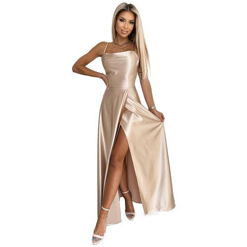 NUMOCO Satin long dress with neckline at the back Slike