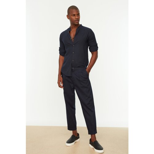 Trendyol Navy Blue Men&amp;#039;s Crop Pleated Pants Slike