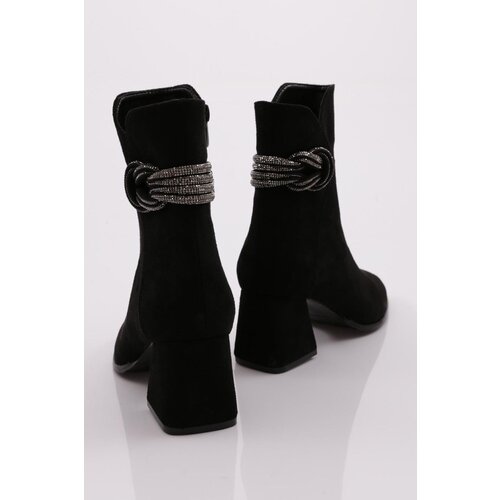 DGN 23121 Women's Heeled Boots Black Suede Cene