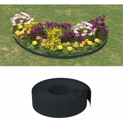 vidaXL Vrtna obroba črna 10 m 15 cm polietilen