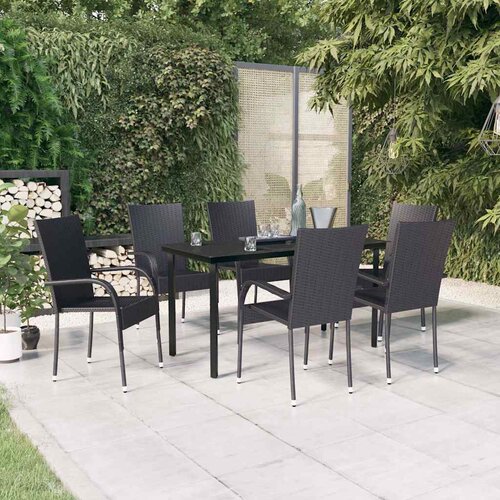  7-dijelni vrtni blagovaonski set crni Crna Dužina stola 140 cm Cene