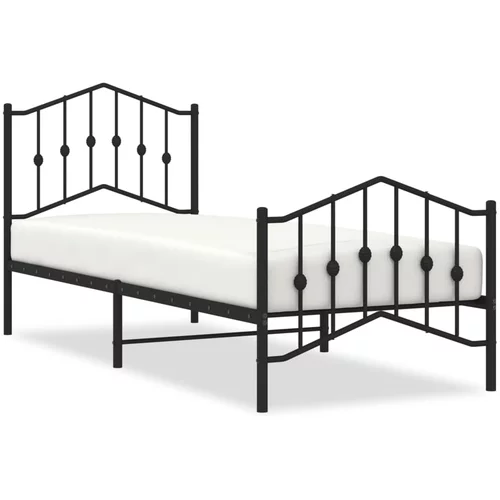 vidaXL Kovinski posteljni okvir z vzglavjem in vznožjem črn 80x200 cm, (20904294)