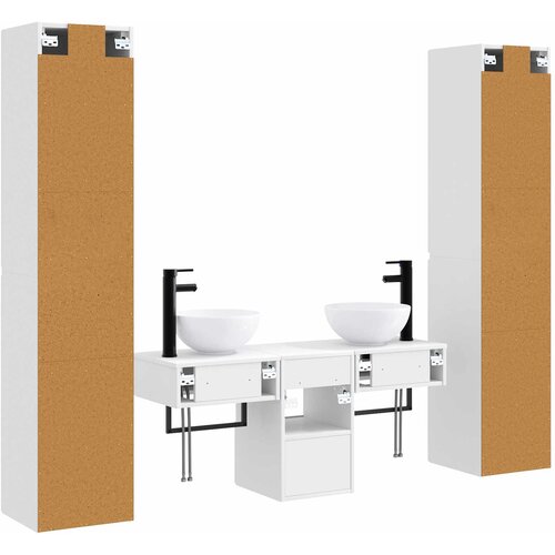  Set namje&amp;scaron;taja za kupaonicu 5 kom. Bijela 33 x 34,5 x 160 cm Slike
