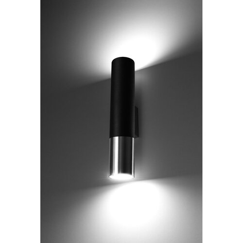 Sollux Crna/u srebrnoj boji metalna zidna lampa &amp;oslash; 6 cm Longbot &amp;ndash; Slike