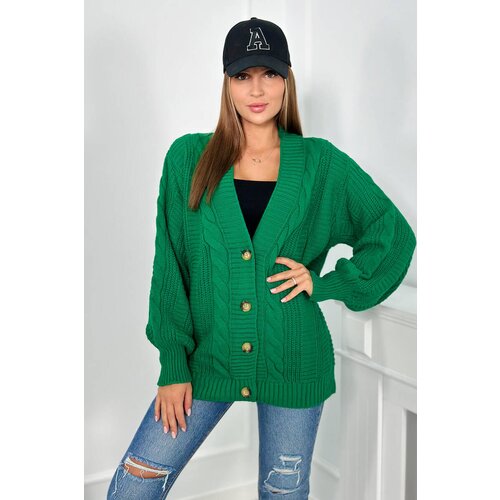 Kesi Buttoned sweater with puff sleeves green Slike