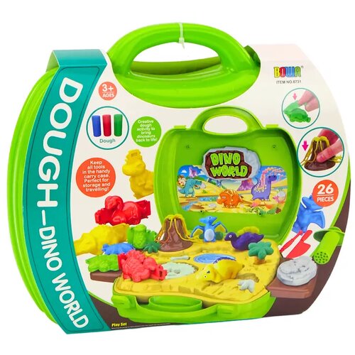 Lean Toys svet dinozavrov glina v kovčku kalupi orodje zelena Slike
