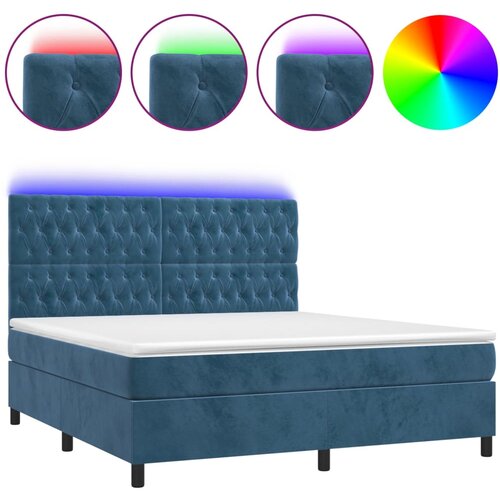 Maison Chic Box spring postelja - Vzmetna postelja z vzmetnico LED temno modra 160x200cm žamet SL22299, (21891418) Cene