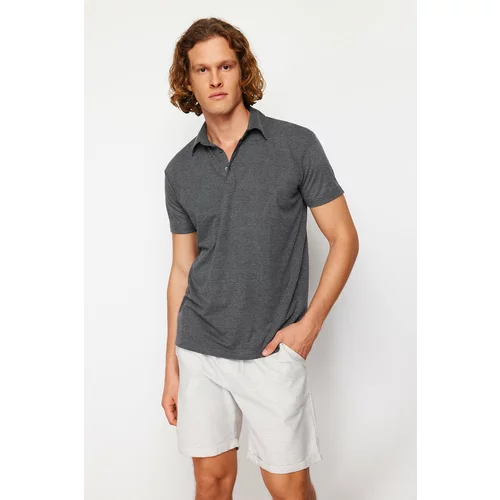 Trendyol Anthracite Men's Regular/Normal Cut Textured Polo Collar T-shirt