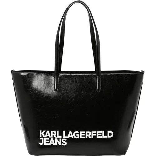 KARL LAGERFELD JEANS Nakupovalna torba črna / bela