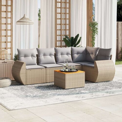 VidaXL 6-dijelni set vrtnih sofa s jastucima bež od poliratana Slike