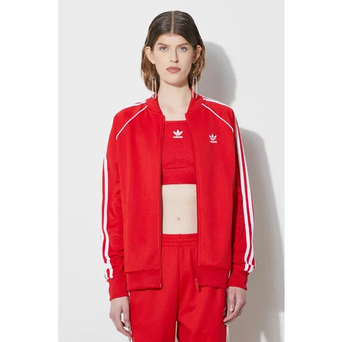 Adidas Dukserica za žene, boja: crvena, s aplikacijom