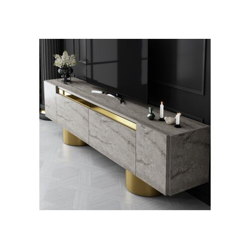 Hanah home TV komoda Bohem, 180x50x30 cm, Sivo-Zlatne boje Slike