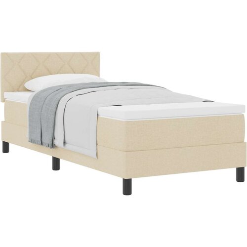 Box Spring Krevet s Madracem Kremasti 90x200 cm Tkanina Cijene