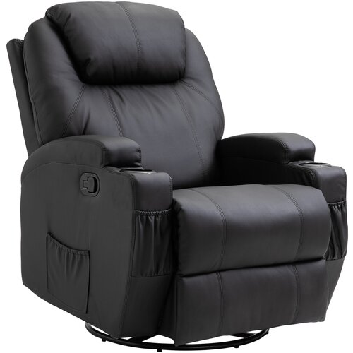 HOMCOM masažni fotelj Relax z 8 točkami, 5 načini in 2 intenzivnostmi, naslonjalo za noge in vrtljiv, 84 × 92 × 109 cm, črn, (20745123) Cene