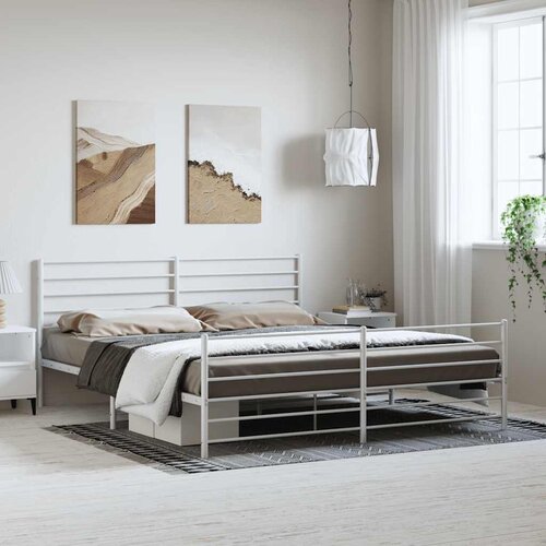  Metalni okvir kreveta uzglavlje i podnožje bijeli 193x203 cm Cijene
